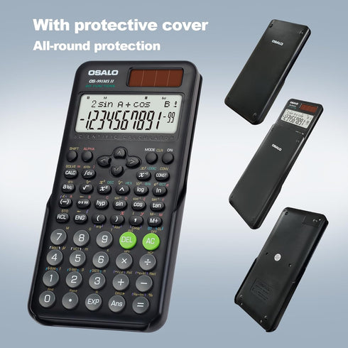 OSALO Scientific Calculator 401 Function 10+2 Digits Display Solar Battery Calculators Fraction Statistics Integral for Middle and High School Col...