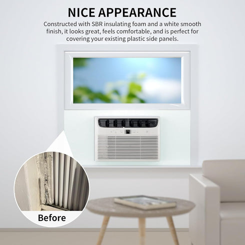 Window Air Conditioner,Side Insulated Foam Panel SBR001WHITE, Summer/Winter Heat and Draft Insulating,Two-Piece Panels Window Seal SBR (WHITE)...