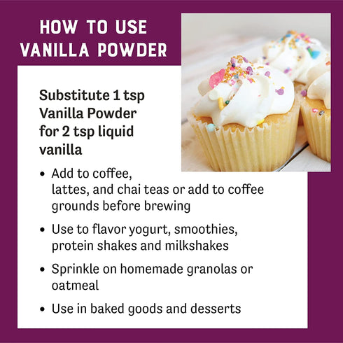Judee's Premium Vanilla Powder 5 oz - Non-GMO and Made in the USA - Gluten-Free and Nut-Free - Add Extra Vanilla Flavor to Baked Goods, Coffee, Yo...