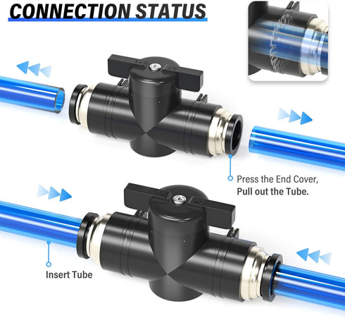 TAILONZ PNEUMATIC 4mm OD Ball Valve Air Flow Control Valve Push to Connect Fitting BVU-4?Pack of 3?...