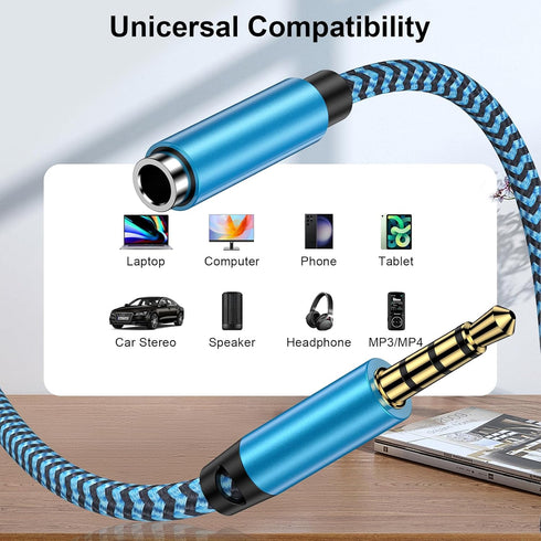Headphone Extension Cable,6FT 3.5mm Extension Audio Cable Male to Female Aux Adapter Hi-Fi Sound Stereo Extender TRRS Braided Aux Cord for Headset...