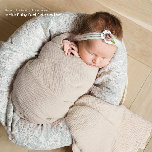 Muslin Swaddle Blanket Baby - Cotton Swaddling Blanket Soft Baby Receiving Blanket Neutral 2Pack(Olive)...