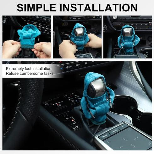 Car Shifter Knobs Cover Hoodie, Car Gear Shift Knob, Cute Hoodie for Car Gear, Automatic Shift Knobs Decoration, Car Interior Accessories(Blue)...