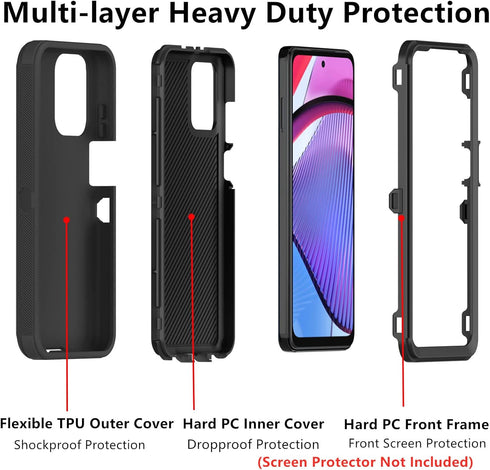for Motorola Moto G Power 5G 2023 Case, Defender Case Heavy Duty Shockproof Dustproof 3 in 1 Rugged Protective Phone Cover for Moto G Power 5G 202...