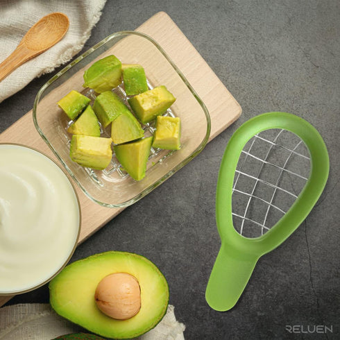 Avocado Slicer Tool - 3.2 x 6.3 Inches Avocado Cuber Tool with Ergonomic Handle, Easy to Use and Clean, Food-Grade Plastic and Stainless Steel, Go...