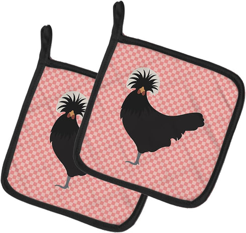 Caroline's Treasures BB7834PTHD Polish Poland Chicken Pink Check Pair of Pot Holders Kitchen Heat Resistant Pot Holders Sets Oven Hot Pads for Coo...