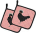 Caroline's Treasures BB7834PTHD Polish Poland Chicken Pink Check Pair of Pot Holders Kitchen Heat Resistant Pot Holders Sets Oven Hot Pads for Coo...