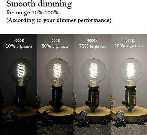 G25(G80) LED Globe Vintage Edison Bulbs, Antique Flexible Spiral LED Filament Light Bulb, 6W Equivalent to 60W, 600LM, Natural White 4000K, E26 Ba...