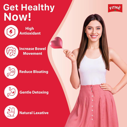 FITNE Strawberry Herbal Detox Tea Fruity Myrobalan Rhubard Senna Infusion Cleansing High Antioxidant No Calories Stevia Sweetener, 12 Tea Bags...