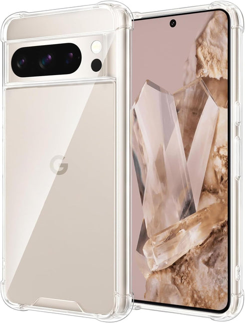 KIOMY Case for Google Pixel 8 Pro, Airbag Corners Shockproof Bumper Protective Phone Cover, Hybrid Design Hard PC Back with Flexible TPU Frame, Cl...