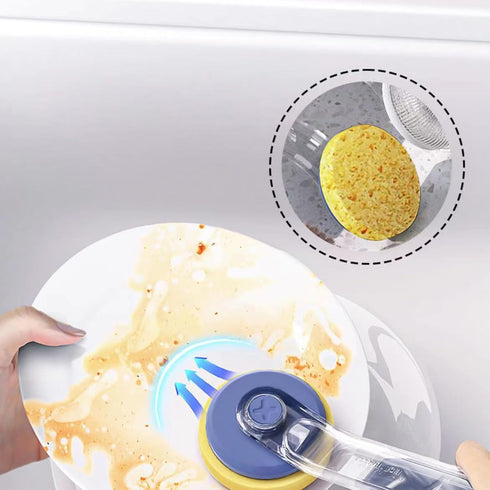Dish Brush with 3 Multifunctional Replacement Heads for Kitchen Cleaning, Built-in Scraper Scrubber for Cleaning Pots and Pans, Sink (White)...