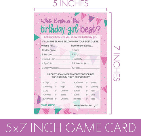 DISTINCTIVS Who Knows The Birthday Girl Best 5x7 Cards, 10 Count - Sleepover Games, How Well Do You Know The Birthday Girl...
