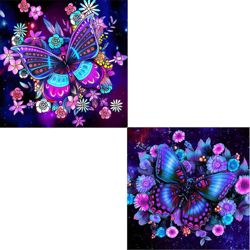 KARMOGSO 2 Pack Stamped Cross Stitch Kits for Adults Beginners,Purple Butterfly Counted Cross Stitch Kit,Full Range of Needlepoint Stamped Kits Ne...