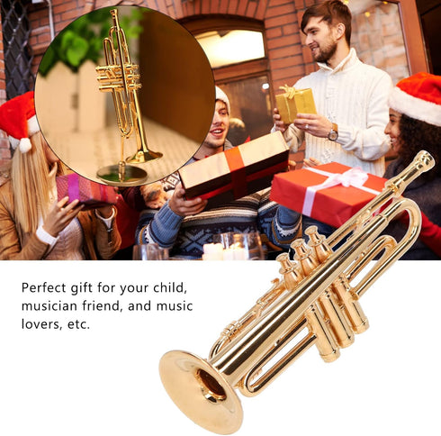 Trumpet Model Brass Miniature Trumpet Mini Musical Instrument Dollhouse Model Christmas Ornament...