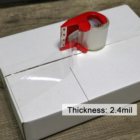 BOMEI PACK Clear No Noise Packing Tape with Dispenser,Heavy Duty Noiseless Packaging Tape for Shipping and Storage,Industrial Strong Moving Tape f...