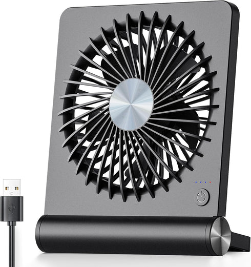 Koonie USB Fan, Strong Wind Ultra Quiet Small Desk Fan 220° Tilt Folding 3 Speeds Adjustable USB-C Corded Powered Personal Fan for Home Office Des...