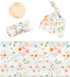 Baby Receiving Blanket Swaddle Blanket Infant Wrap with Matching Headband Beanie and Name Card (Green Leaf Flower)...