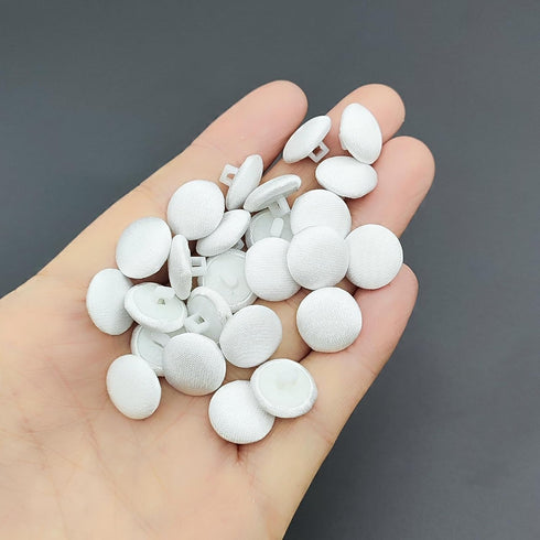 30PC/Set 1/2 Inch White Satin Cloth Buttons Fabric Covered Buttons with Shank and Buttonhole for Wedding Bridal Dress and DIY Sewing Clothing Dres...