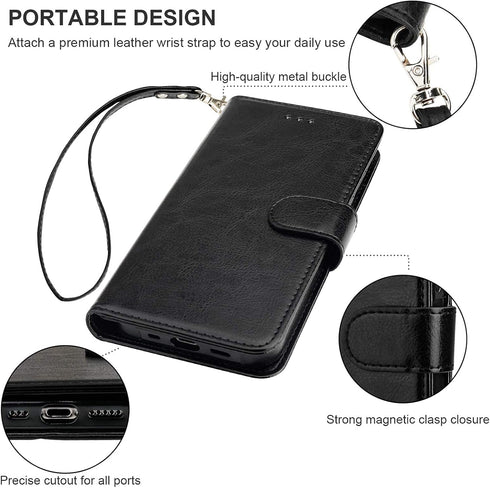 Bocasal Compatible with iPhone 12 & iPhone 12 Pro Wallet Case with Card Holder PU Leather Kickstand Shockproof Protective Wrist Strap Flip Cover 6...
