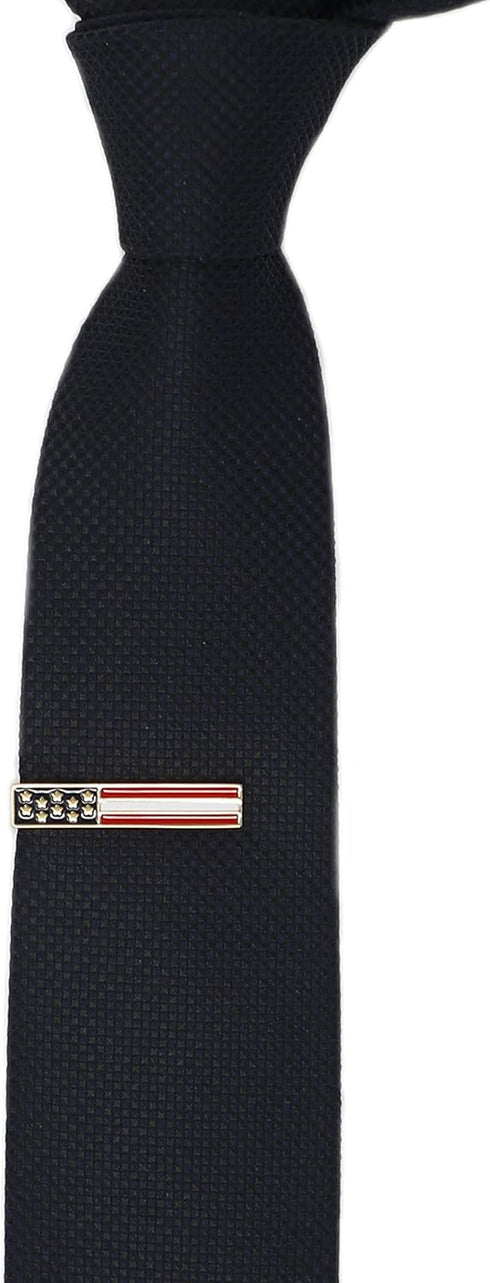American Flag Tie Clip USA Flag Tie Bar In Gift Box Men Patriotic Flag Clasp...