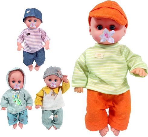 Baby Dolls Clothes Boy for 12 13 14 15 16 Inch Dolls, Doll Clothes 12-14-16 Inch Dolls, 4 Sets 15 inch Doll Outfit Accessories fit Doll Newborn Ba...