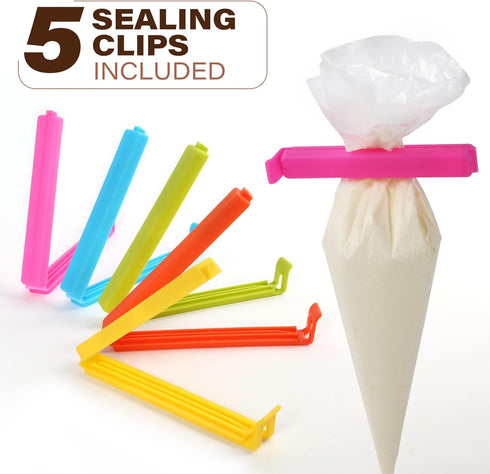 LotFancy 250pcs 12 Inch Piping Bags, Disposable Pastry Bags with 5 Clips, Anti-Burst Icing Piping Bag, Non-Slip Frosting Bags for Cakes and Cookie...