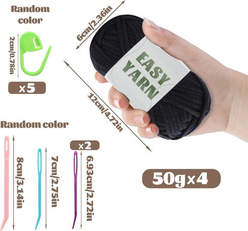 4x50g Yarn for Crocheting and Knitting, Easy Yarn, Beginners Crochet Yarn, Easy-to-See Stitches, Cotton-Nylon Blend Yarn for Crochet Kit Making(Be...