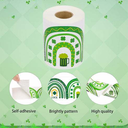 49.2 Ft St. Patrick's Day Rainbow Bulletin Board Border Roll, Self-Adhesive Shamrock Bulletin Board Border Trim for Patrick's Day Party School Cla...