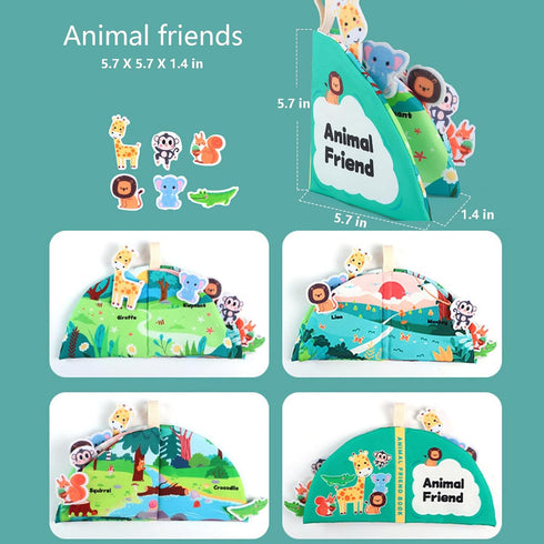 Baby Books Bath Toys Pastable Cognitive Touch and Feel Cloth Soft Crinkle Books Early Education Toys, Kids Infant Toddlers Christmas Birthday Gift...