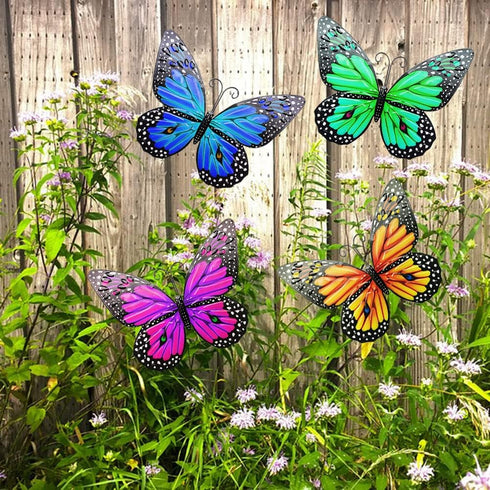 Metal Butterfly Wall Decor 9.8" Outdoor Fence Wall Art Decor Hanging for Garden Yard Living Room Bedroom Patio Balcony Gift for Family Friends...