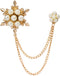 Knighthood Brooch Chain Pearl Star and Flower with Hanging Chain Brooch Lapel Pin Wedding Suit Coat for Women Men's Accessories...