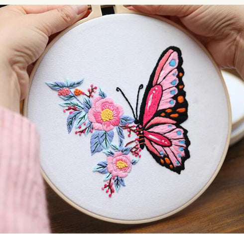 Tolovis Animal Butterfly Embroidery Kits for Beginners with Floral Patterns Pattern, Easy DIY Craft Punch Needle Starter Cross Stitch Kit DIY Need...