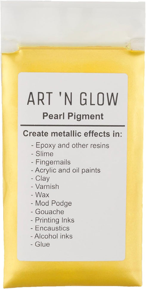 Art 'N Glow Mica Pearl Pigment Powder - 25 Grams - Fine Pearl Pigment for Epoxy Resin - Great Choice for Creatives - Acrylic Paints - Art Crafts -...