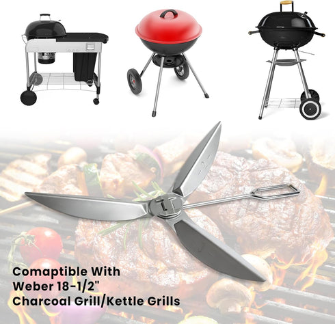 18-1/2 Inch Grill One-Touch Cleaning System Kit Compatible with Weber Kettle Grill 7443 90719 - Grill Parts Replacement for Weber Charcoal Grill 3...