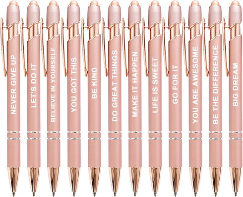 Stylus Pens for Touch Screens, 12 Pack Rose Gold Inspirational Pens, 1.0mm Medium Point BallPoint Pens, Cute Pens Nurse Gifts Office Supplies for ...