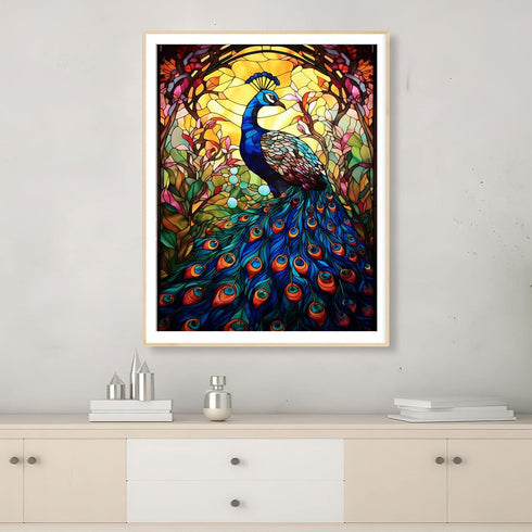 AIBOERL Diamond Painting Kits, Peacocks 5D DIY Full Drill Diamond Art Painting Kits for Adults, Seaside Diamond Painting Gem Art Craft for Home Wa...