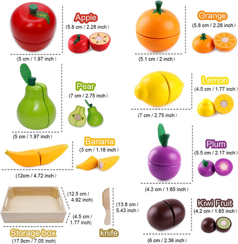 Wooden Play Food for Kids Kitchen Cutting Fruits Toys for Toddlers Pretend Vegetables Gift for Boys Girls Educational Toys...
