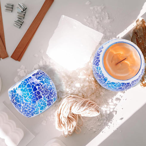 Scented Candle Holder Mosaic Glass Tea Light Holder,Handmade Romantic Glass Tealight Candle Holder for Aromatherapy,Party Décor(NO Candles),Also U...