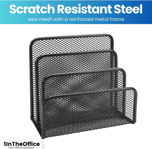 1InTheOffice Desk Mail Organizer, Mesh Vertical Desktop File Sorter, Multi Step Desk Sorter, 1 Pack...