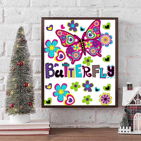Xiyuekissu Diamond Art Kits for Adults, 5D Diamond Art Butterfly Text Art DIY Round Full Diamond Mosaic Set Crafts Colorful Butterfly with Heart 1...