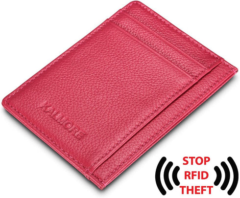 Unisex-Adult's Petite Credit Card Holder Leather Slim Minimalist Wallet, Rose, Classic...