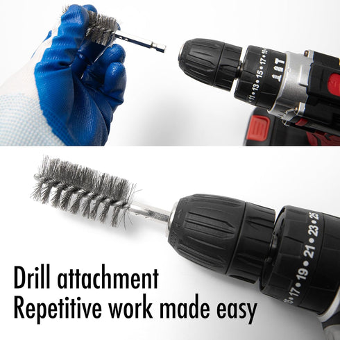 6pcs Copper Tube Pipe Cleaner, 1/2” 3/4” 1” Pipe Cleaning Brush Set, Stainless Steel Wire Bore Brushes for Power Drill, 1/4 Inch Hex Shank...