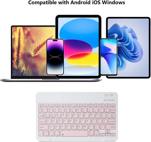 Ultra-Slim Rechargeable Bluetooth Keyboard Portable Compact Wireless Keyboard for Android Windows Samsung Galaxy Tab Tablet Smartphone Cell Phone ...