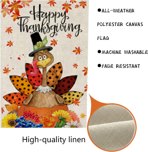 Happy Thanksgiving Garden Flags 12.5 x 18 Inch, Be Thankful Thanksgiving Flag Double Sided Decorative Turkey Fall Garden Flag for Thanksgiving Day...