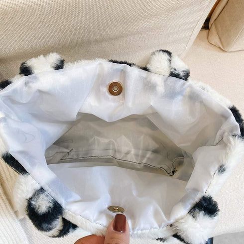 Plush Underarm Bag, Ladies Fluffy Shoulder Bag, Women Furry Flower Tote Bag Y2K Plush Handbag for Autumn and Winter...