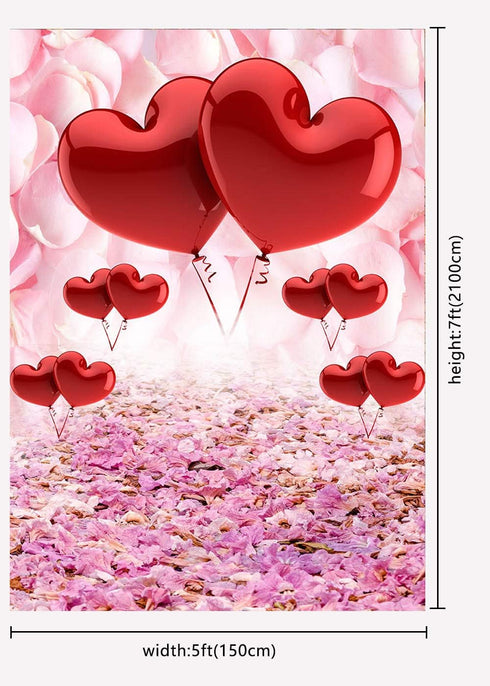 Valentine's Day Love Heart Photography Backdrops 5x7ft Pink Rose Flowers Wedding Photo Background for Pictures Newborn Bridal Shower Birthday Part...