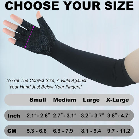 Copper Long Arthritis Gloves - Copper Infused Extra Long Fit Compression Glove for Women & Men Computer Typing, Carpal Tunnel and Support Wrist Ha...
