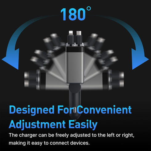 Retractable Car Charger, 4 in 1 Fast Car Phone Adapter 66W, Retractable Cables and USB Car Charger,Compatible with iPhone 15/14/13/12/11/10,iPad,G...