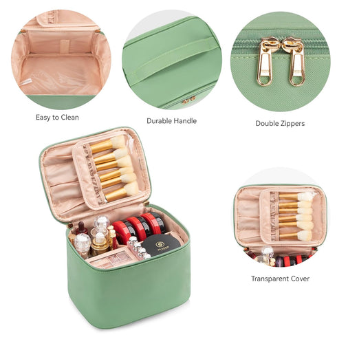 OCHEAL Makeup Bag, Large Capacity Make Up Bag for Cosmetics Vertical Storage,Toiletry Bag Skincare Makeup Organizer Bag for Travel,With Makeup Bru...
