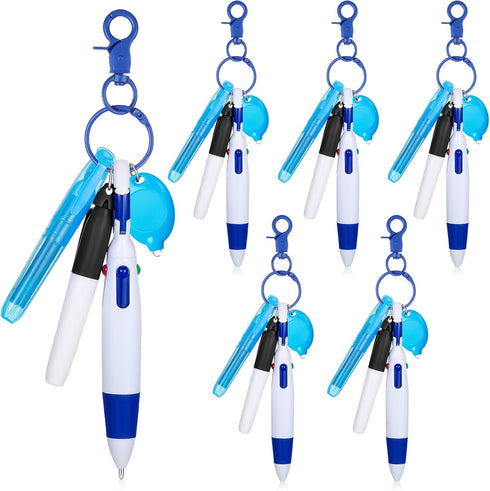 30 Pieces Badge Reel Pen Retractable Shuttle Pens Clip with Mini Highlighter Nurse Pens Neon Marker Pen LED Keychain Flashlight Key Ring Nursing K...